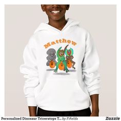 Personalized Dinosaur Triceratops T-Rex Cute Hoodie Halloween Hoodies, Cute Hoodie, Dog Hoodie, Boys Hoodies, Avengers Assemble, Mickey And Friends, Jurassic World, Funny T, T Rex