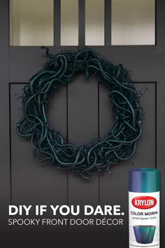 an advertisement for krylon's paint is shown with a wreath on the door