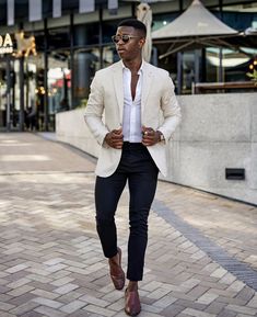 Black Men Casual Style, Stylish Mens Suits, Blazer Outfits Men, Mens Business Casual Outfits, Black Men Fashion Casual, Black Men Fashion Swag, Mens Fashion Blazer, Mens Fashion Wear, Mens Casual Outfits Summer