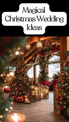 christmas decorations and lights are featured in this postcard for the holiday wedding ideas website