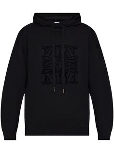 black wool fine knit embroidered logo drawstring hood long sleeves elasticated cuffs and hem Luxury Winter Hoodie With Ribbed Cuffs, Luxury Sweatshirt With Drawstring Hood For Winter, Long Sleeve Cashmere Hoodie, Long Sleeve Cashmere Hoodie With Drawstring Hood, Luxury Black Hoodie For Winter, Designer Black Hoodie For Winter, Cashmere Sweater With Drawstring Hood, Long Sleeve, Long Sleeve Cashmere Sweater With Drawstring Hood, Cashmere Long Sleeve Sweater With Drawstring Hood