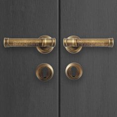 an image of two doors with handles and knobs