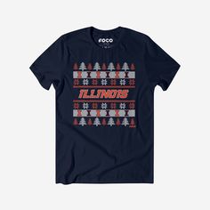 Illinois Fighting Illini Holiday Sweater T-Shirt FOCO S - FOCO.com Collegiate Winter T-shirt For Streetwear, Sporty Winter T-shirt For College, Team-colored Tops For Winter With Team Spirit, Team-colored Tops For Winter Team Spirit, Collegiate Crew Neck T-shirt For Winter, Winter Collegiate Crew Neck T-shirt, Sporty Graphic Print Winter T-shirt, Sporty Graphic Print T-shirt For Winter, Winter Fan Apparel Tops