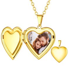 PRICES MAY VARY. 💗💗【Custom Photo Locket Necklace】Customized lockets for women that hold pictures.Heart locket necklace with picture inside and engrave Name,Birthday,Letter,Initial,Symbol,Faith,Inspirational words on the other side.Personalized photo necklace is the best sentimental gifts, if you want to touch the heart of your loved ones and impress them beyond expectations. ✍【Custom Heart Locket Necklace Steps】①Start by "Customize Now" button--②Upload your image--③Select the Font,Input Text/L Necklace With Picture Inside, Birthday Letter, Angel Wings Heart, Perfect Gift For Girlfriend, Picture Necklace, Photo Gold, Photo Locket Necklace, Heart Locket Necklace, Christmas Things