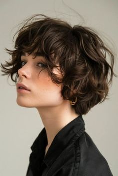 Discover trendy ear length short bob hairstyles that are perfect for a stylish and low-maintenance look. Get inspired by these chic and versatile cuts! Short Hair Curly Round Face, Short Bobs For Wavy Hair, Short Hairstyle Women Thick Hair Curly, Short Hair Cuts Wavy Hair, Short Haircut 2024, Short Gender Neutral Haircuts, Hair Cuts Ideas Short, Short Hairstyle Women Blonde, "bixie" Haircut 2024