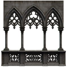 an architectural model of a gothic - style building with arches and pillars, set against a white background