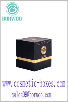 Premium cosmetic gift box with gold foil printing. The square cosmetic box is only available in two shades of gold and black, with a distinctive character. Foil Printing