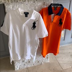 Brand New Polo By Ralph Lauren Shirts Size Medium Which Is A 10/12. Never Worn Great Condition With Tags. Cleaning Out Closets So Please Look For Other Items You Can Bundle! Casual Orange Tops For School, Ralph Lauren Boys, Ralph Lauren Shirt, Kids Shirts, Shirts Tops, Polo Ralph Lauren, Polo Shirt, Ralph Lauren, Brand New