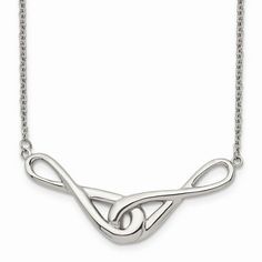 Stainless Steel Polished Infinity Symbols Necklace. Finish:Polished|Chain Length:19 in|Clasp /Connector:Lobster (Fancy)|Material: Primary:Stainless Steel|Item Weight U/M:gm|Product Type:Jewelry|Jewelry Type:Necklaces|Necklace Type:Necklace with Pendants|Material: Primary - Color:White Size: Length: 19 inch -.  Color: Metal Type.  Gender: unisex.  Age Group: kids. Infinity Symbol Necklace, Double Heart Necklace, Necklace With Pendant, Heart Locket Necklace, Infinity Heart, Stainless Steel Polish, Infinity Symbol, Girls Necklaces, Heart Locket