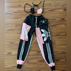 Reworked Adidas Set By Scarlett’s Orange Fitted Pink Adidas Bottoms, Pink Adidas Pants For Loungewear, Casual Adidas Pink Pants, Adidas Casual Pink Pants, Casual Pink Adidas Pants, Reworked Adidas, Adidas Set, Personal Aesthetic, Adidas Pink