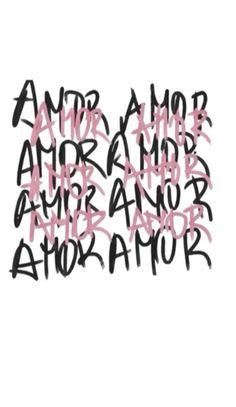 some type of graffiti written in black and pink ink on a white background with the words,