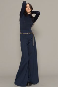 Navy Turtleneck, Modal Fabric, The Ballet, Secret Sale, Wide Leg Pant, Wide Leg Pants, High Neck, Wide Leg, Turtle Neck