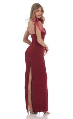 Shoulder Ties Maxi Dress in Maroon | LUCY IN THE SKY Prom Dresses Maroon, Dress Maroon, Tie Maxi Dress, Pretty Wedding Dresses, Winter Formal, Style Change, Crepe Fabric, Fancy Dresses, Dream Dress