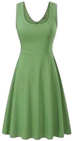 Jersey Dress, Knee Length Dress, Warm Weather, Skater Skirt, Fit And Flare, Knee Length, Scoop Neck, A Line, Green