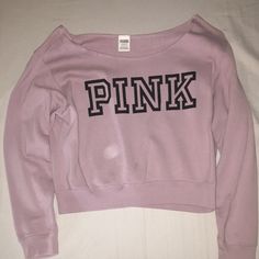 Victoria’s Secret Cropped Sweatshirt Color Is A Light Lilac Purple Off Shoulder Size Xl No Rips, Tears Or Stains Brand New W/O Tags Pink Long Sleeve Top With Letter Print, Pink Long Sleeve Tops With Letter Print, Long Sleeve Pink Top For College, Pink Crew Neck Top For College, Pink Letter Print Tops For College, Sporty Pink Tops For College, Long Sleeve Tops For College In Spring, Casual Pink Top For College, Light Lilac