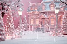 Pink Dollhouse Dreamhouse Christmas Town Fabric Backdrop-Fabric Photography Backdrop-Snobby Drops Fabric Backdrops for Photography, Exclusive Designs by Tara Mapes Photography, Enchanted Eye Creations by Tara Mapes, photography backgrounds, photography backdrops, fast shipping, US backdrops, cheap photography backdrops Pink Dollhouse, Cake Smash Backdrop, Pastel Christmas, Fabric Photography, Christmas Town, Christmas Backdrops, Fabric Backdrop, Birthday Backdrop, Fabulous Fabrics