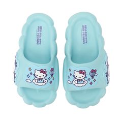 Whether you’re headed to the beach or the mailbox, take a walk with these officially licensed Hello Kitty and Friends platform slide sandals. The slides have been molded to resemble a fluffy cloud and feature a rubber patch with an adorable image of Hello Kitty floating on a cloud surrounded by a hot air balloon, stars, and other cute icons. Crafted from high-quality EVA, these slide sandals are not only comfortable but also durable. For easy care, simply handwash them as needed. Hello Kitty Sandals, Shop Hello Kitty, Friends Women, Platform Slide Sandals, Hello Kitty Images, Pretty Shoes Sneakers, Hello Kitty And Friends, Rubber Patch, The Mailbox