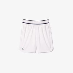 Inspired by basketball, made for tennis. Tested by Medvedev himself, these shorts feature Ultra-Dry technology and stretch jacquard for freedom of movement. A lesson in Lacoste sporting culture. Tennis Athletic Shorts With Built-in Shorts, Athleisure Tennis Shorts With Elastic Waistband, White Shorts For Tennis Athleisure, White Tennis Shorts Athleisure, White Athleisure Tennis Shorts, Sporty White Tennis Shorts, Go-dry Athletic Shorts For Tennis In Summer, Go-dry Tennis Shorts, Moisture-wicking Tennis Shorts