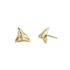 Cast from bull shark teeth in 14k gold