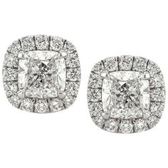 Mark Broumand 1.30 Carat Cushion Cut Diamond Halo Earrings Luxury Cushion Cut Diamond White Earrings, Diamond Halo Earrings, Cushion Cut Halo, Halo Diamond Earrings, Mark Broumand, Cushion Cut Diamond, Halo Earrings, Hrithik Roshan, Expensive Jewelry