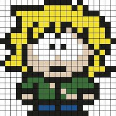 an image of the face of a woman made out of pixellated squares with yellow and green colors