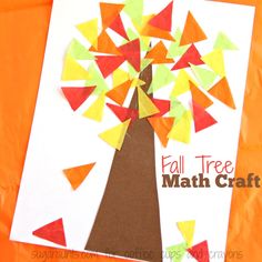 a paper cut out of a tree with the words fall math triangle tree on it