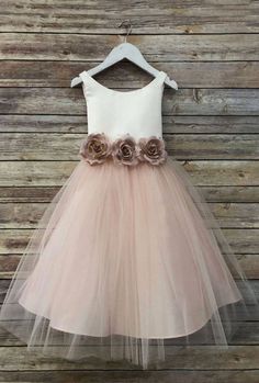 Cheap Flower Girl Dresses, Ivory Flower Girl, Ivory Flower Girl Dresses, Tulle Flower Girl, Tulle Flowers, Flower Girl Dresses Tulle, Wedding Flower Girl, Tea Length Dresses, Flower Girl Dress