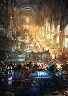 an image of a futuristic city with lots of vehicles