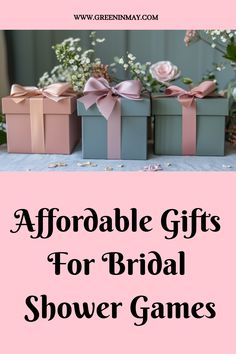 gifts for bridal shower games with text overlay that reads, adorable gifts for bridal shower games