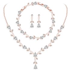 a necklace and earring set with diamonds