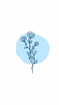 a blue and white drawing of flowers on a light blue background with the words,