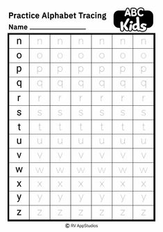 an alphabet worksheet with the letters and numbers to be used for children's learning