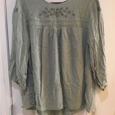 Beautiful Torrid Crinkle Gauze Embroidered Top Sea Grass Green Color Top, Like New Without Tags Size 1x Happy To Accept Offers And Bundles! Spring Bohemian Blouse With Crinkle Texture, Bohemian Crinkle Texture Blouse For Spring, Bohemian Blouse With Crinkle Texture For Spring, Casual Embroidered Rayon Blouse, Spring Green Tops With Crinkle Texture, Casual Embroidered Flowy Blouse, Casual Flowy Embroidered Blouse, Casual Embroidered Flowy Tops, Casual Flowy Embroidered Tops