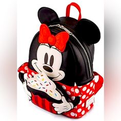 Questions? Leave A Comment Below! Black Minnie Mouse Standard Backpack, Cute Black Mickey Mouse Backpack, Black Minnie Mouse Bag For Back To School, Black Minnie Mouse Backpack For Back To School, Red Themed Backpack Bag, Trendy Minnie Mouse School Bag, Back To School Minnie Mouse Black Backpack, Playful Minnie Mouse Travel Bag, Playful Mickey Mouse Bags For Disney Trips