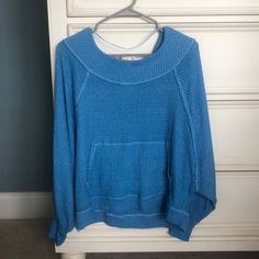 Bright Blue Free People Too. Brand New. Fits A Little Oversized And Slouchy. Dips Down A Little In The Back. Super Cozy Material. Pocket In The Front. Size Xs, But Would Fit A Little Bigger Too. Comfy Blue Cotton Tops, Cozy Blue Tops For Loungewear, Comfy Blue Crew Neck Top, Comfy Blue Top For Fall, Comfy Blue Tops For Fall, Beachy Outfits, Free People Top, Bright Blue, Free People Tops