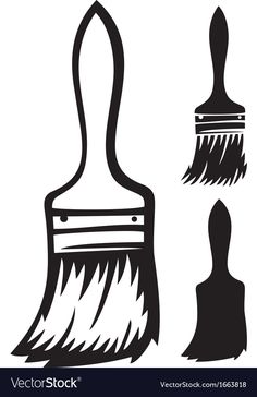 a black and white drawing of a paint brush