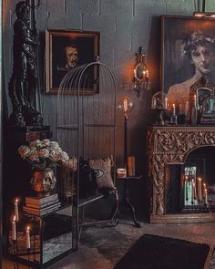 a living room filled with furniture and candles