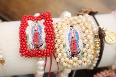 Multicolor Rosary Bracelet Gift, Multicolor Our Lady Of Guadalupe Jewelry Gift, Multicolor Our Lady Of Guadalupe Jewelry As A Gift, Beaded Rosary Bangle Bracelet As Gift, White Bohemian Rosary Bracelet Gift, White Bohemian Rosary Bracelet For Gift, Spiritual Our Lady Of Guadalupe Bracelets As Gifts, Multicolor Hand-strung Rosary Bracelet Gift, White Rosary Bracelet With Colorful Beads As Gift