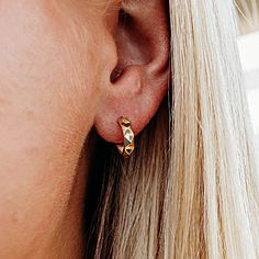 "These 14k Solid Gold Thick Huggie Hoop earrings are perfect minimalist earrings for everyday. Geometric textured wide open hoop earrings are post style and push back with butterfly backings. DETAILS    14k solid gold hoops    Hoops measurements:  Inner diameter 10mm, outer diameter 12mm   Measurements ; 3.2mm wide, 0.8mm thick  14k solid gold posts are 11mm   14k solid gold Butterfly earrings backings  ** All our raw materials are sourced from US-based companies for the quality and safety of our handmade products. ** these earrings are handcrafted for you in our local studio in Redlands, California. We are a small workshop which specializes on handmade jewelry. ** we gladly create custom jewelry that perfectly match your style and taste, just send us a convo. ** All orders are elegantly p Everyday Hammered Huggie Earrings, Modern Hammered Huggie Earrings, Hammered Huggie Earrings For Anniversary, Everyday Hammered Yellow Gold Earrings, Anniversary Hammered Huggie Earrings, Everyday Yellow Gold Hammered Earrings, Everyday Hypoallergenic Yellow Gold Earrings, Gold Butterfly Earrings, Redlands California