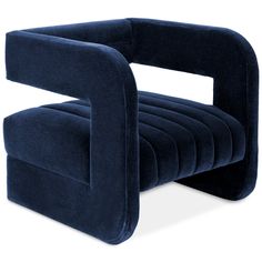 a blue chair that is shaped like a reclining seat with an extended armrest