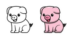 two cartoon pigs sitting next to each other