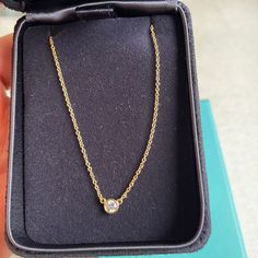 Excellent Condition. Diamond Is Approx 0.12 Ct. 18 K Gold. 16” Chain. Comes With Original Black Velvet Box And Tiffany Blue Box. Diamond By The Yard, Tiffany Blue Box, Jewelry Tiffany, Tiffany Co Jewelry, Blue Box, Tiffany Blue, Tiffany & Co., Black Velvet, Blue Gold