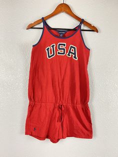 RALPH LAUREN girls team USA Olympic red sleeveless cotton romper Size XL(16). Sleeveless Cotton Jumpsuits And Rompers For Loungewear, Cotton Sleeveless Jumpsuits And Rompers For Loungewear, Casual Red Cotton Jumpsuits And Rompers, Sleeveless Cotton Jumpsuits And Rompers For Playwear, Cotton Sleeveless Jumpsuits And Rompers For Playwear, Red Cotton Jumpsuit And Romper For Loungewear, Red Cotton Jumpsuits And Rompers For Loungewear, Red Cotton Loungewear Jumpsuits And Rompers, Team Usa Olympics