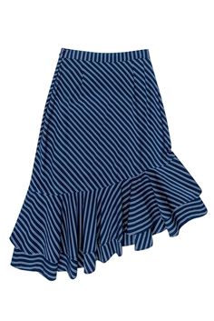 Get this ultra-chic skirt from Joie to live that Parisian fantasy today! Great for wearing with all your casual favorites, stay comfortable and en vogue with this asymmetrical ruffled piece that is sure to be your new weekend, downtown go-to! Size 2 98% Cotton, 2% Spandex Midi length Ruffled hem Striped throughout Hidden side zipper Waist 24" Total length 26" Ruffle Hem Skirt, Petite Fashion Tips, Chic Skirts, Hem Skirt, Petite Fashion, Navy Stripes, Ruffle Hem, Midi Length, Ballet Skirt