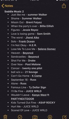 an iphone screen showing the list for various music festivals