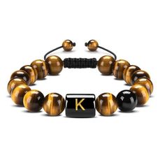 PRICES MAY VARY. 【Quality Material】: Our tiger's eye bracelet is crafted with hand-woven rope,one black agate stone and 10mm 26 letter cylindrical bead.Use pure hand-woven rope technology,and has strict quality control,the size can be adjusted,suitable for most wrists.No metal,no harmless to sensitive skin.High-quality natural stone will make you feel comfortable to wear.You can enjoy it for years with virtually no maintenance. 【Special Design】: Unique initial bracelet that comes in 26 letter br Casual Black Gemstone Beads, Black Letter Round Beads, Black Spiritual Jewelry With Letter Beads, Casual Black Wristband With Letter Beads, Casual Black Beads Wristband Gift, Casual Black Jewelry With Letter Beads, Black Personalized Wristband With Round Beads, Personalized Black Wristband With Round Beads, Black Beaded Bracelets With Letter Beads