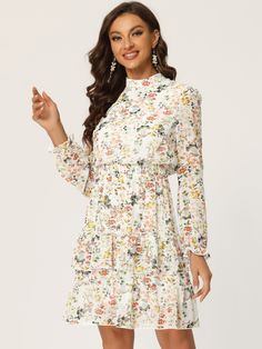 Shop Allegra K for floral smocked waist sheer sleeve ruffle layers chiffon dress you are looking for, get more women's dresses for yourelf. Order now! Free Returns! Layered Chiffon Dress, Sheer Sleeves, Dress White, Chiffon Dress, Women's Dresses, Order Now, Chiffon, Womens Dresses, Floral