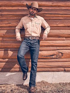 Mens Cowboy Outfit, Best Bootcut Jeans, Wrangler Clothing, Farmer Outfit, Mens Western Wear, Toddler Bottoms, Western Outfits Men, Slim Bootcut Jeans