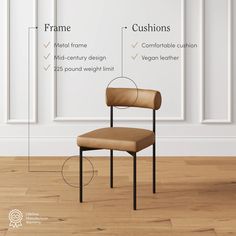 an image of a chair labeled with measurements