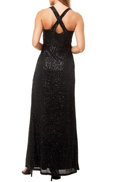 A scene-stealing sequin gown fashioned with a square-neck in a maxi silhouette offers glamorous evening style. 59.5" length (size S) Square neck Sleeveless 95% nylon, 5% spandex Hand wash Imported Model stats: 5'10" height, 32" bust, 25" waist, 36" hip. Model is wearing size S. Holiday Evening Maxi Dress With Sequins, Evening Maxi Length Sequin Dress, Holiday Floor-length Sequin Dress With Contrast Sequin, Floor-length Holiday Sequin Dress With Contrast, Holiday Contrast Sequin Floor-length Dress, Holiday Floor-length Contrast Sequin Dress, Holiday Evening Sequin Maxi Dress, Holiday Sequin Maxi Dress For Prom, Gala Maxi Length Contrast Sequin Dress